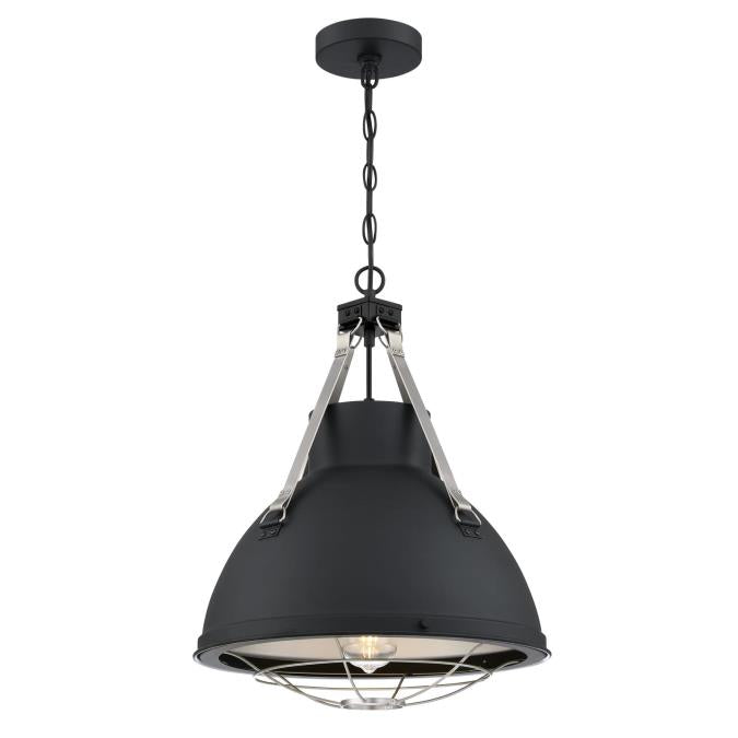 Westinghouse 6116300 Bartley Pendant, Matte Black Finish with Dark Pewter Accents