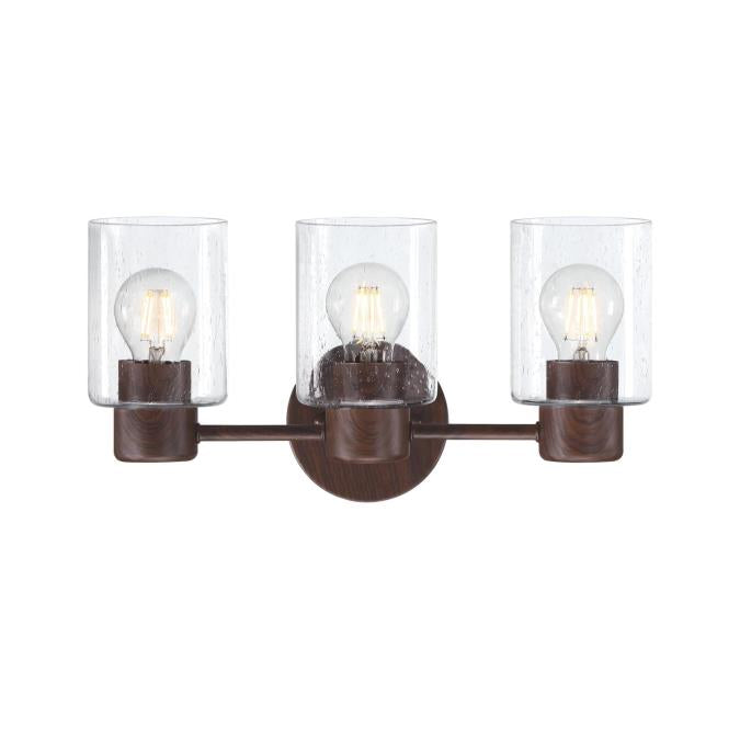 Westinghouse 6126500 Sylvestre 3 Light Wall Fixture, Walnut Finish