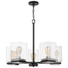 Satco 60/7656 Crossroads - 5 Light Chandelier - Matte Black with Clear Glass