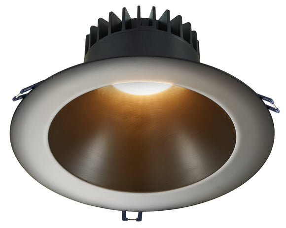 8 Inch Round Deep Regressed LED Downlight - High Output -30 Watt - Bronze Reflector - Bronze Trim - 3000 Kelvin - Trim - 38 Degree Beam Spread - 2700 Lumen - Type IC Air-Tight Wet Plenum ES CRI 90+