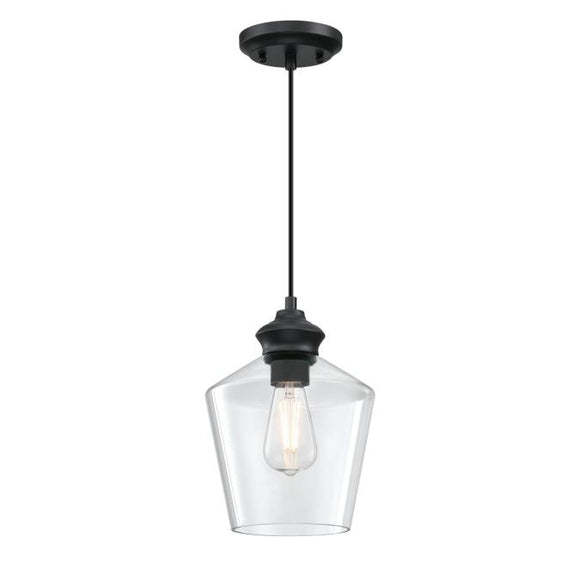 Westinghouse 6132600 - 1LT Pendant Matte Black w/Clear Glass