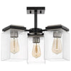 Satco 60/7658 Crossroads - 3 Light Semi-Flush Fixture - Matte Black with Clear Glass