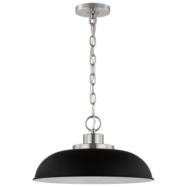 Satco 60/7482 Colony - 1 Light - Small Pendant - Matte Black with Polished Nickel