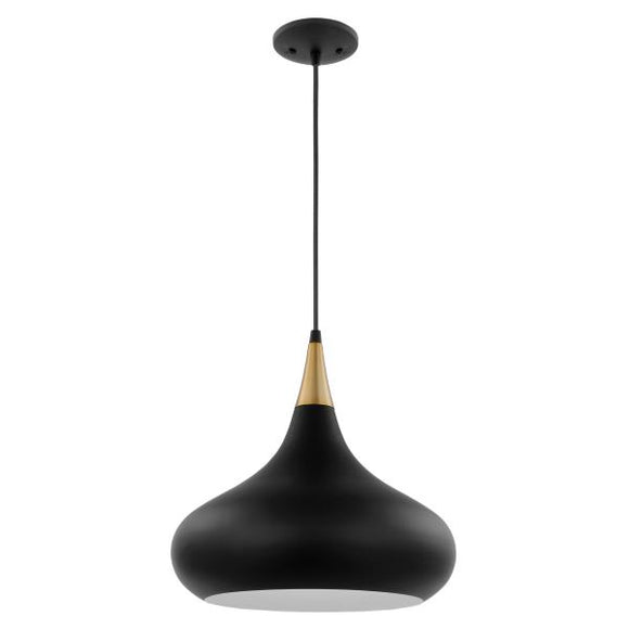 Satco 60/7513 Phoenix - 1 Light - Medium Pendant - Matte Black with Polished Nickel