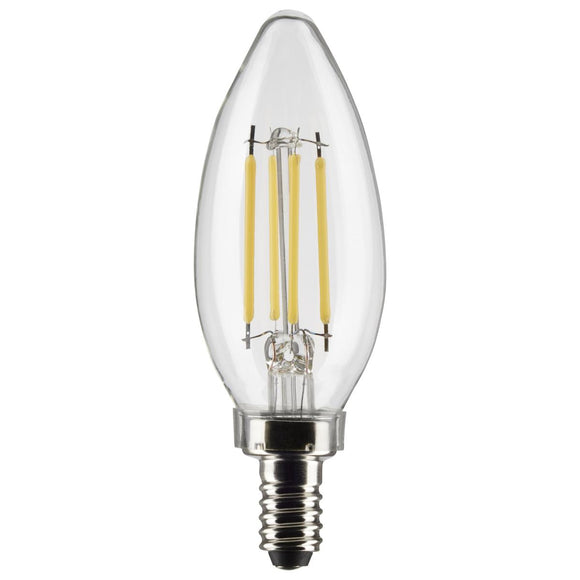 Satco S21266 4 Watt B11 LED - Clear - Candelabra base - 90 CRI - 3500K - 120 Volt