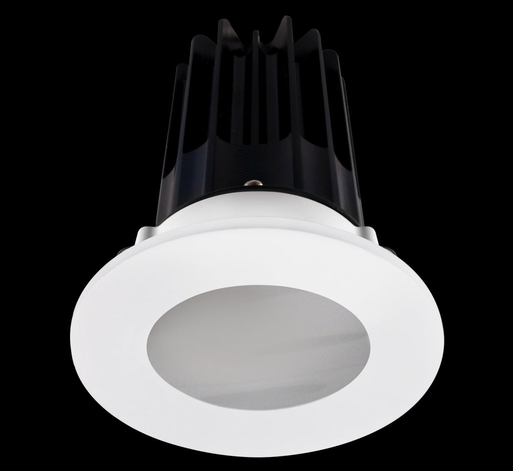 Lotus LED 2 Inch Round Recessed LED 15 Watt High Output Designer Series - 3000 Kelvin - 24 Degree Beam Spread - White Reflector - Shower Trim