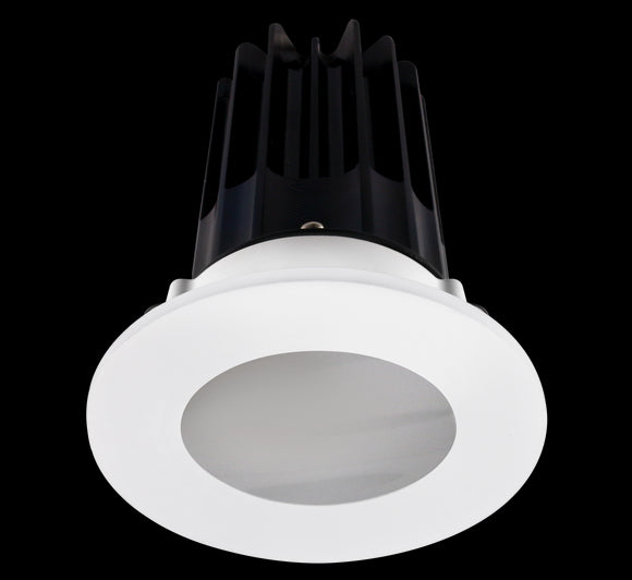 Lotus LED 2 Inch Round Recessed LED 15 Watt High Output Designer Series - 3000 Kelvin - 24 Degree Beam Spread - White Reflector - Shower Trim