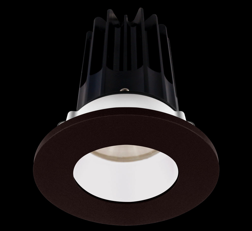 Lotus LED 2 Inch Round Recessed LED 15 Watt High Output Designer Series - 2700 Kelvin - 24 Degree Beam Spread - White Reflector - Trim Bronze