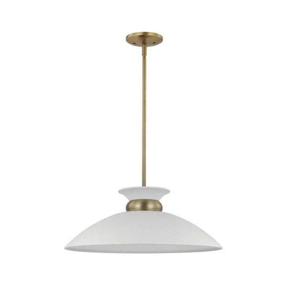 Satco 60/7464 Perkins - 1 Light - Medium Pendant - Matte White with Burnished Brass