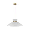 Satco 60/7464 Perkins - 1 Light - Medium Pendant - Matte White with Burnished Brass