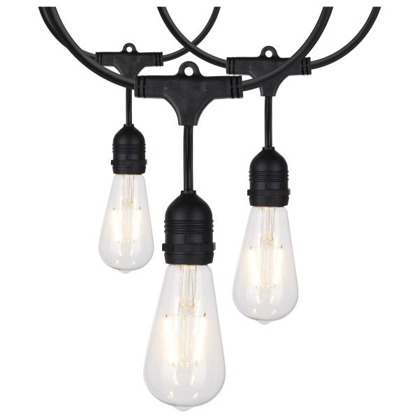 Satco S8036 24Ft - LED String Light - 12 Vintage ST19 bulbs Included - 120 Volts