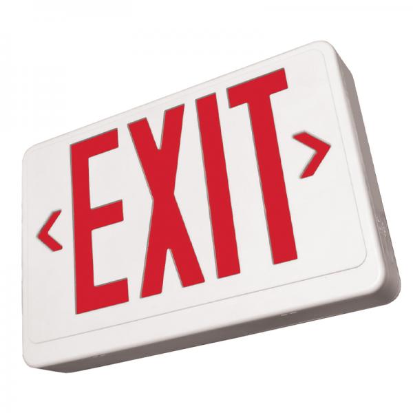 Exitronix VEX-U-BP-WB-WH-R6 - Thermoplastic EXIT sign - Universal Single or Double Face - Red Letters - NiCad Battery - White Finish - 6W Remote Capacity