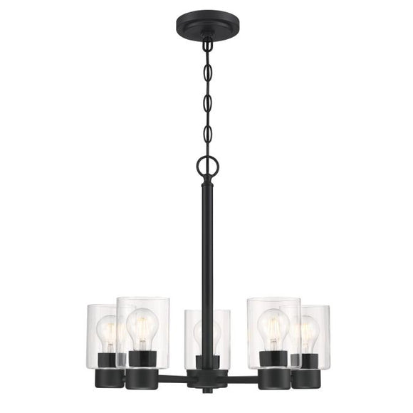 Westinghouse 6115300 Sylvestre 5 Light Chandelier, Matte Black Finish