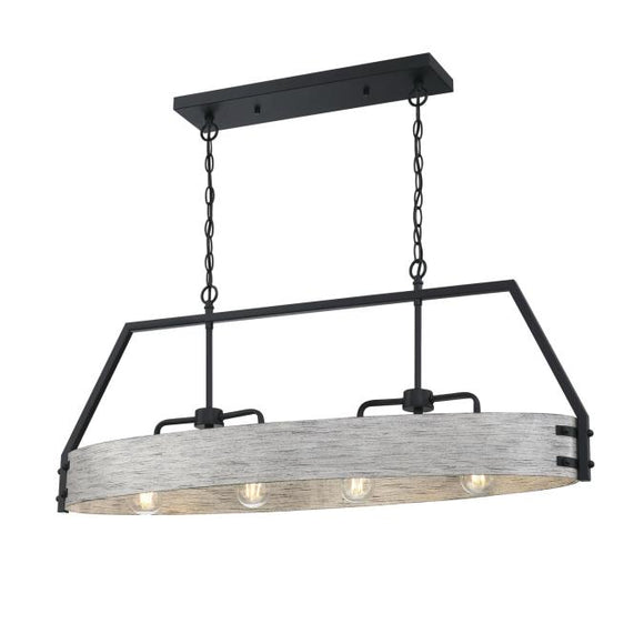 Westinghouse 6126000 Callowhill 4 Light Chandelier, Matte Black and Antique Ash Finish