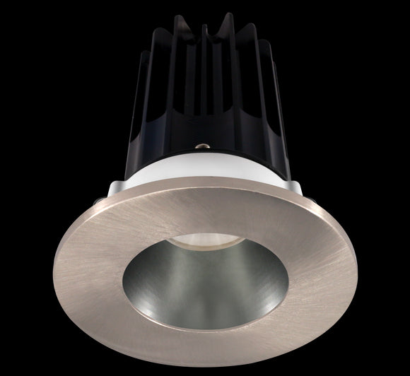 2 Inch Recessed LED Downlight - 8 Watt - 3000 Kelvin - 600 Lumen - Chrome Reflector - Round Brushed Nickel Trim - 38 Degree Beam Angle - Type IC Damp - Air-Tight - Energy Star - T24 - CRI 90+