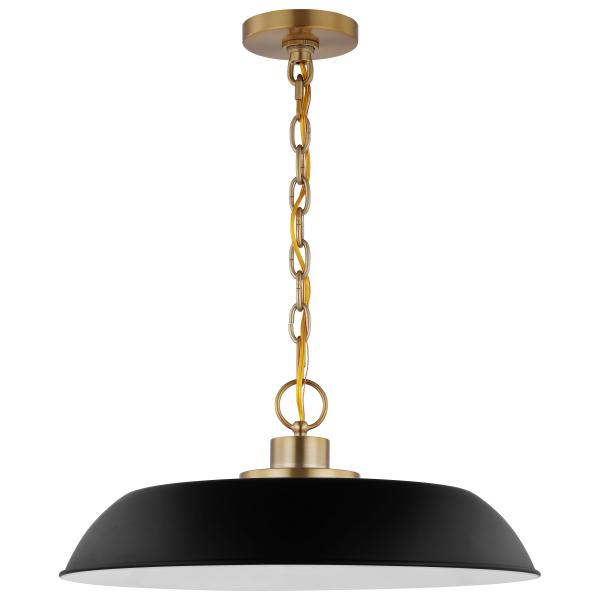 Satco 60/7484 Colony - 1 Light - Medium Pendant - Matte Black with Burnished Brass