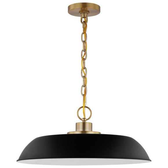 Satco 60/7484 Colony - 1 Light - Medium Pendant - Matte Black with Burnished Brass