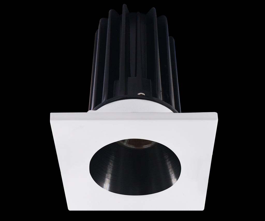 Lotus LED-2-S15W-3018K-2RRBK-2STWH-24D 2 Inch Square Recessed LED Downlight Designer Series 15 Watt - High Output - 3000-1800 Kelvin - Dim to Warm - 24 Degree Beam Spread - Black Reflector - White Trim