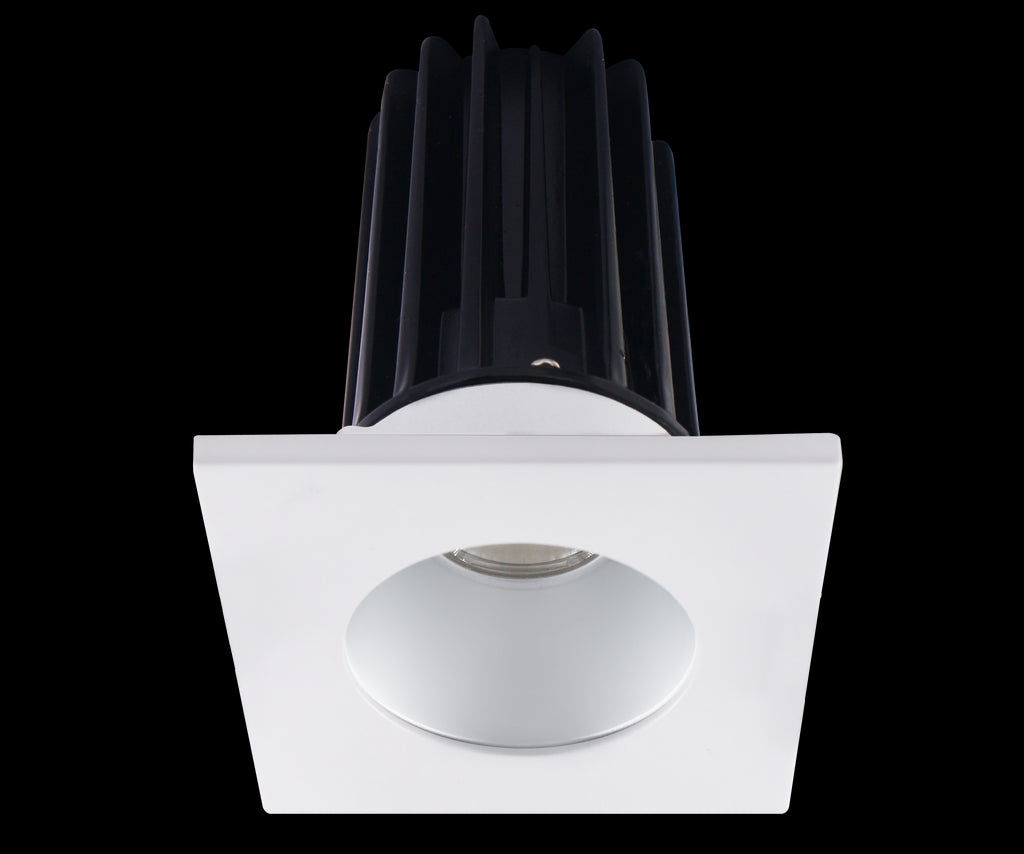 Lotus LED 2 Inch Square Recessed LED 15 Watt High Output Designer Series - 3000 Kelvin - 24 Degree Beam Spread - Alzak Reflector - Trim White