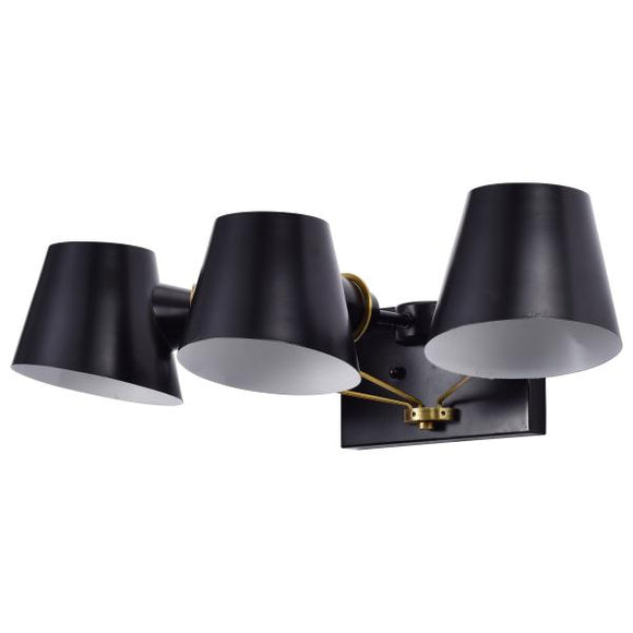 Satco 60/7383 Baxter - 3 Light Vanity - Black with Burnished Brass