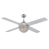 Westinghouse 7220600 Indoor Ceiling Fan with Dimmable LED Light Kit, 52 inch, Brushed Nickel Finish, Reversible Blades, Crystal Jewel Shade