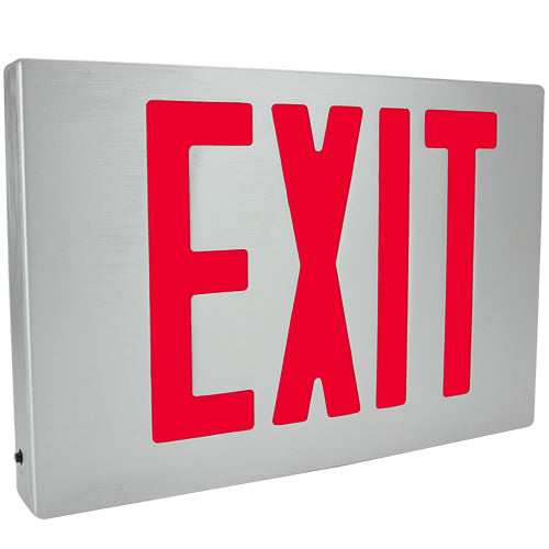 Exitronix 400U-8-LB-BL - Universal Die Cast Aluminum EXIT sign - 8 inch Red Letters - AC Only - Black Enclosure W/Brushed Aluminum Face