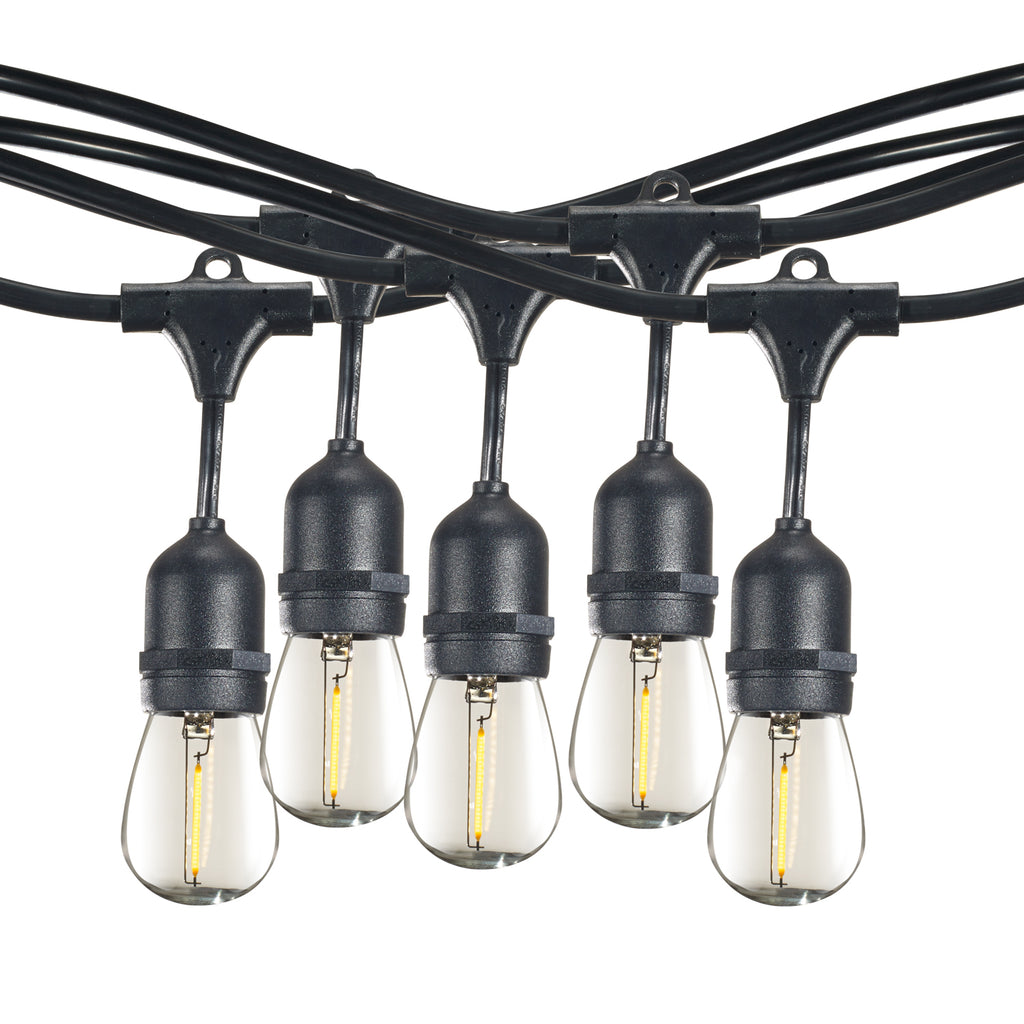 Bulbrite 812483 String Light - Black - Bulbs Included: 1W S14 Clear LED (15pcs) 2700K - E26 Base - 120V