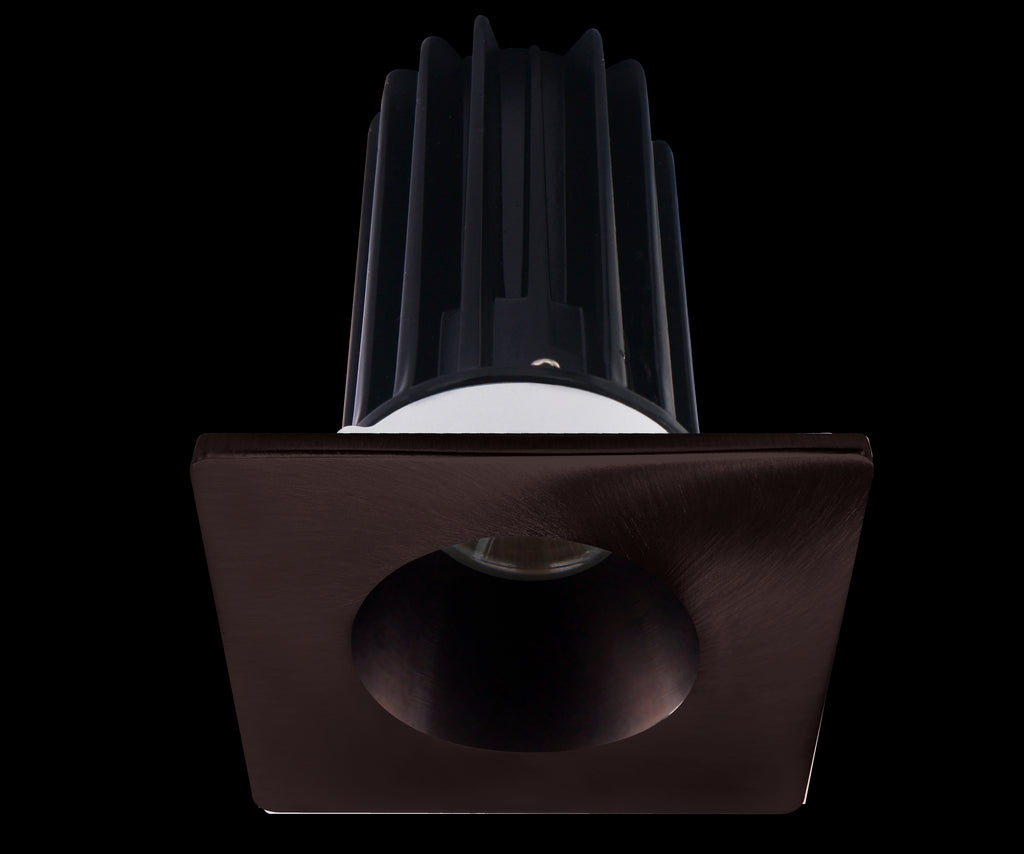 Lotus LED 2 Inch Square Recessed LED 15 Watt High Output Designer Series - 3000 Kelvin - 24 Degree Beam Spread - Bronze Reflector - Trim Bronze