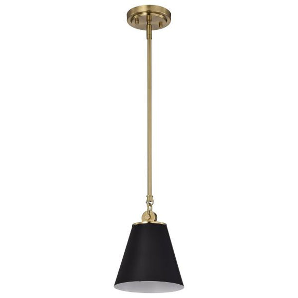 Satco 60/7408 Dover - 1 Light - Small Pendant - Black with Vintage Brass