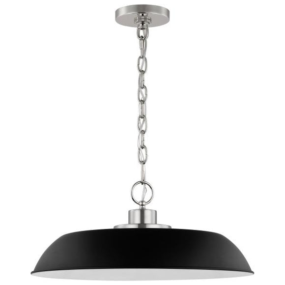 Satco 60/7485 Colony - 1 Light - Medium Pendant - Matte Black with Polished Nickel