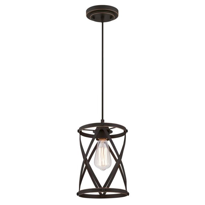 Westinghouse 6362200 One Light Mini Pendant, Oil Rubbed Bronze Finish with Highlights