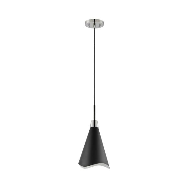 Satco 60/7472 Tango - 1 Light - Small Pendant - Matte Black with Polished Nickel