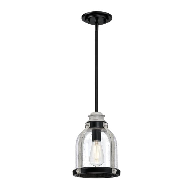 Westinghouse 6129700 Cindy Mini Pendant, Matte Black Finish with Antique Ash Accents