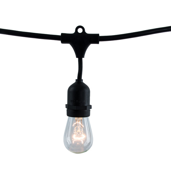 Bulbrite 812312 String Light - Black - Bulbs Included:11W S14 Clear Incandescent (12pcs) 2700K - E26 Base - 120V