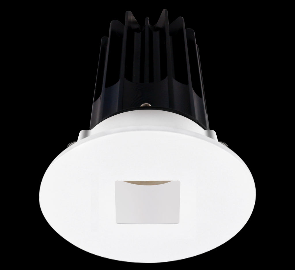 Lotus LED 2 Inch Round Recessed LED 15 Watt High Output Designer Series - 3000 Kelvin - 24 Degree Beam Spread - White Reflector - Square Hole Trim