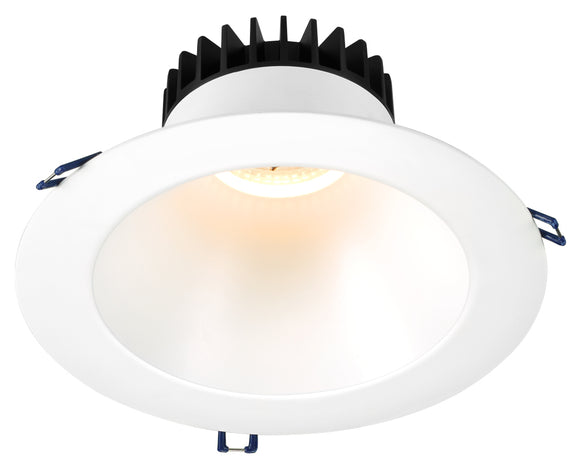 8 Inch Round Deep Regressed LED Downlight - High Output -30 Watt -White Reflector - White Trim - 3000 Kelvin - Trim - 38 Degree Beam Spread - 2700 Lumen - Type IC Air-Tight Wet Plenum ES CRI 90+