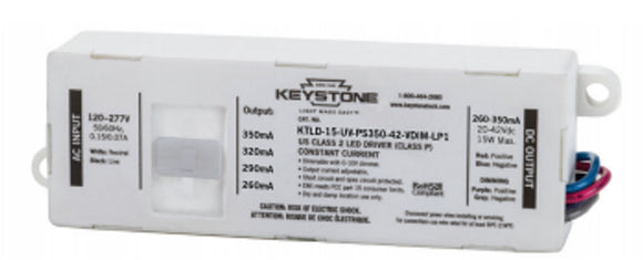 KTLD-15-UV-PS350-42-VDIM-LP1 Keystone Field Adjustable LED Driver - 15W 260-350mA Dimmable