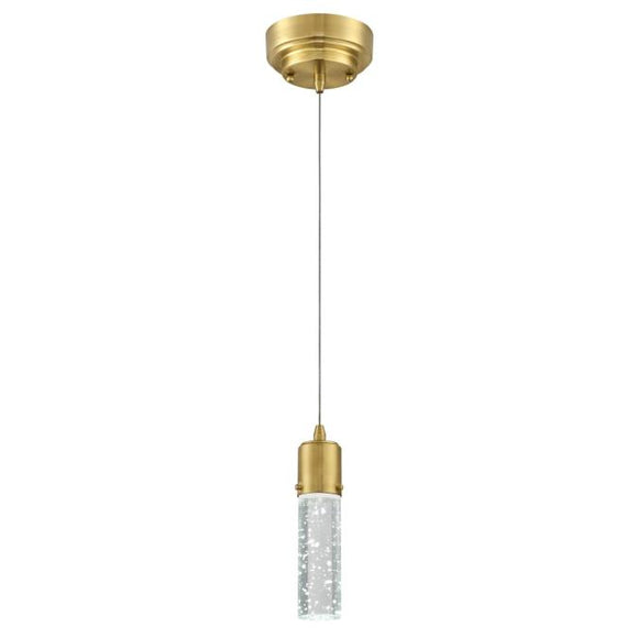 Westinghouse 6355300 One Light LED Mini Pendant, Champagne Brass Finish, Bubble Glass