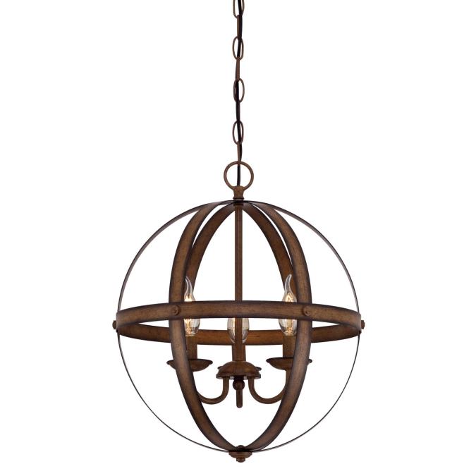 Westinghouse 6353600 Three Light Chandelier, Barnwood Finish