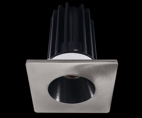 Lotus LED 2 Inch Square Recessed LED 15 Watt High Output Designer Series - 4000 Kelvin - 24 Degree Beam Spread - Black Reflector - Trim Brushed Nickel