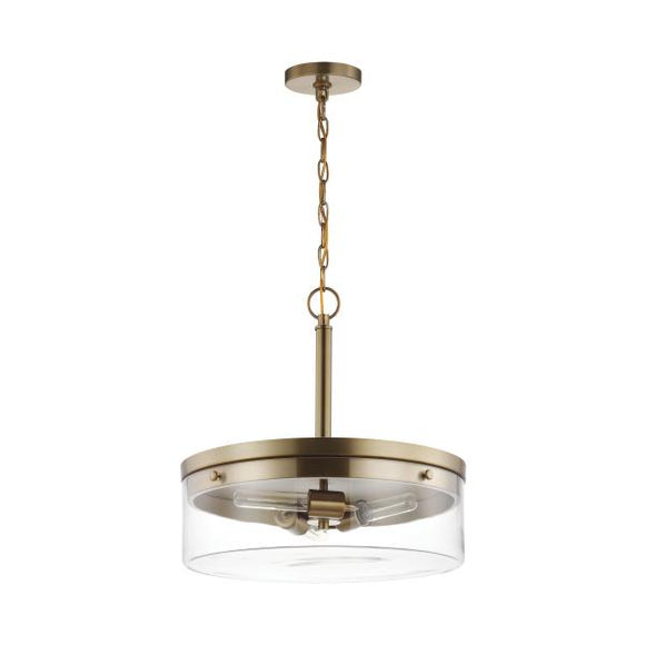 Satco 60/7530 Intersection - 3 Light - Pendant - Burnished Brass with Clear Glass