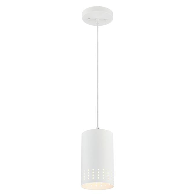 Westinghouse 6356700 One Light Mini Pendant, Matte White Finish, Perforated Metal Shade