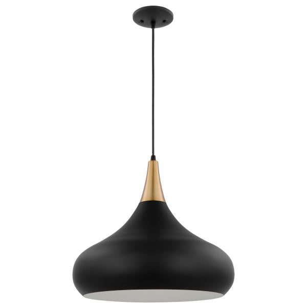 Satco 60/7517 Phoenix - 1 Light - Large Pendant - Matte Black with Burnished Brass