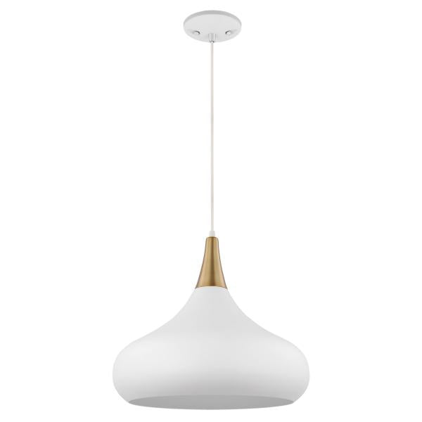 Satco 60/7518 Phoenix - 1 Light - Large Pendant - Matte White with Burnished Brass