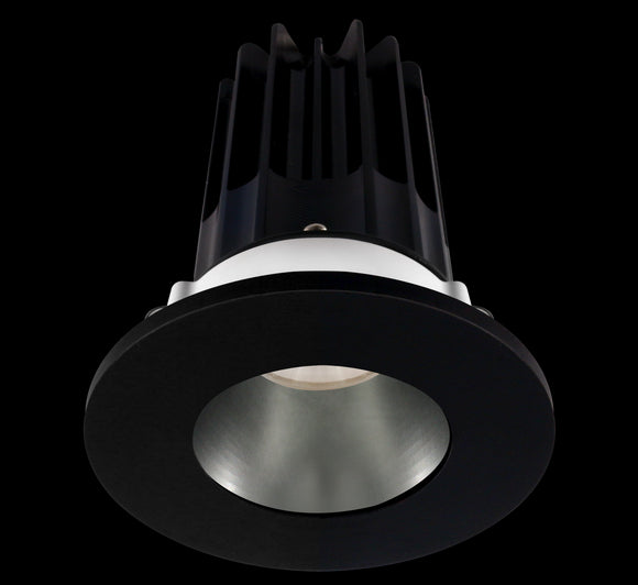 Lotus LED 2 Inch Round Recessed LED 15 Watt High Output Designer Series - 4000 Kelvin - 24 Degree Beam Spread - Chrome Reflector - Trim Black