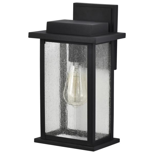 Satco 60/7375 Sullivan - 1 Light Medium Wall Lantern - Matte Black with Clear Seeded Glass