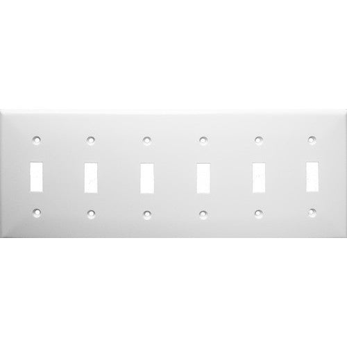 Morris Products 81061 Lexan Wall Plates 6 Gang Toggle Switch White - Large 6 Gang Wall Plate Toggle Switch for big rooms.