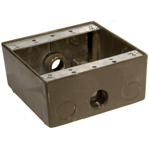 Morris Products 36214 WP 2 Gang Box 3-1/2 inch Holes Brn