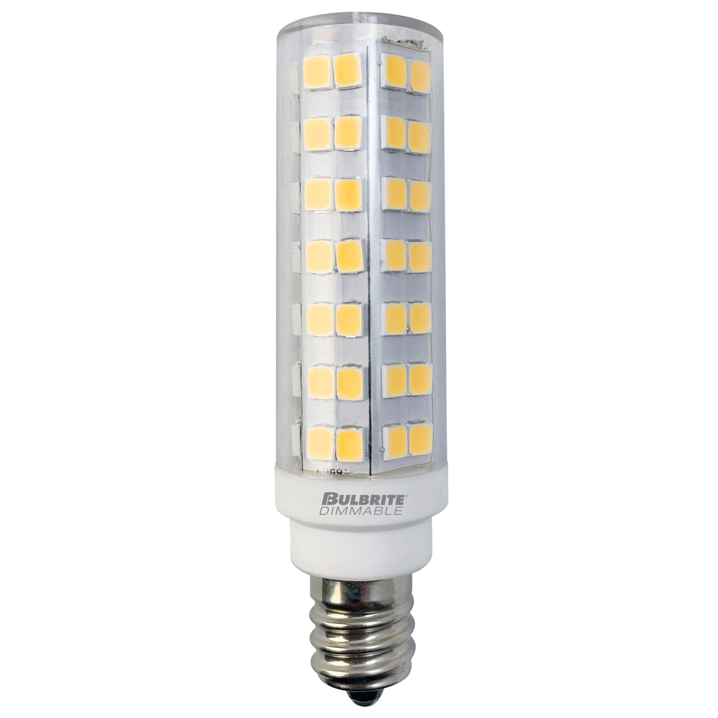 BULBRITE 770643 6.5 Watt T6 LED - E12 Candelabra Base - 3000 Kelvin Warm White - 700 Lumens - Clear - 120 Volt