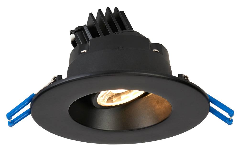 Lotus LED Lights LRG3-5CCT-BK 3 Inch Round Regressed Gimbal LED Downlight - 7.5 Watt - 5CCT- 38 Degree Beam Spread - Black Finish - Type IC Air-Tight Wet ES CRI 90+